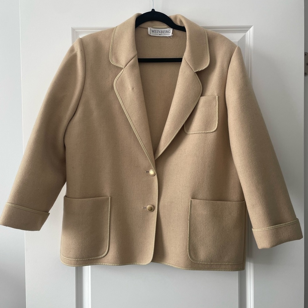Vintage Size 48 Weinberg Designer Wool 2-Button Blazer Jacket - Picture 2 of 11